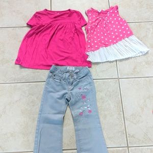 Girl size 6 Gap pink top and gray jeans